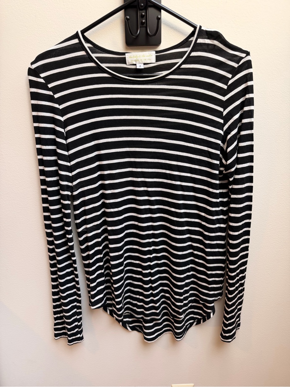 The Lady & The Sailor Black & White Striped Long-Sleeve Women's Top